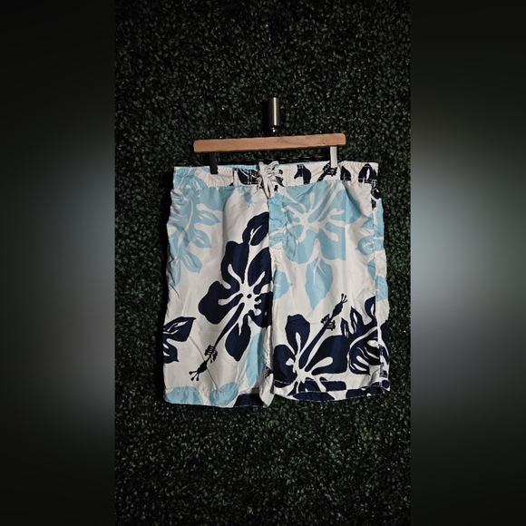 Old Navy Navy and Light Blue Floral Board Shorts - Picture 1 of 4